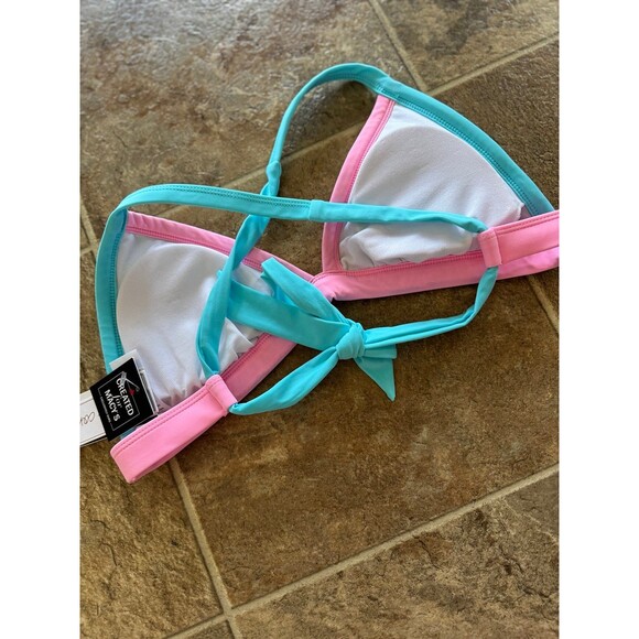 Salt + Cove Triangle Colorblock Bikini Swim Top Blue Multi Size Large - Picture 5 of 8